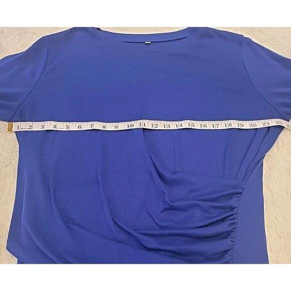 Amazon Royal Blue Large Womens Shirred Waist Draped Long Sleeve Shirt Navy Blue - Picture 3 of 8